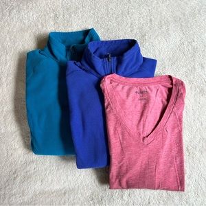 Columbia Sportswear Company bundle, 2 fleeces, size medium, 1 shirt, size S/P